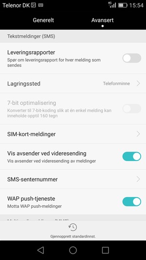 Bla til og velg SMS-senternummer
