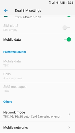 Scroll to and select Mobile networks