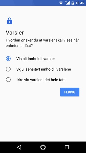 Velg ønsket alternativ og velg FERDIG