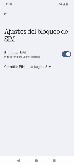Seleccione Cambiar PIN de la tarjeta SIM