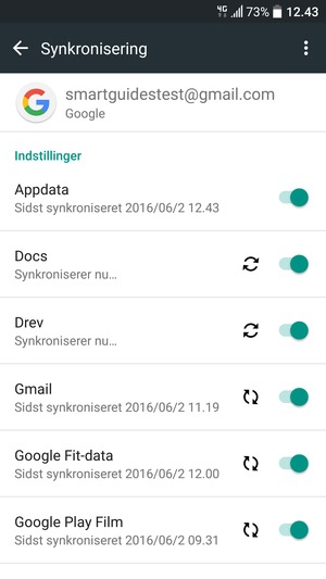 Dine oplysninger vil blive synkroniseret