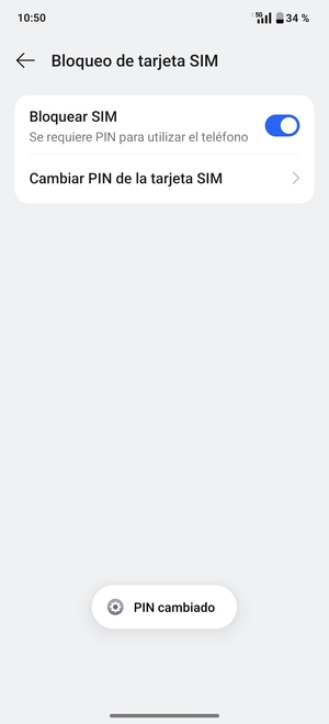 Su PIN de la tarjeta SIM ha sido cambiado