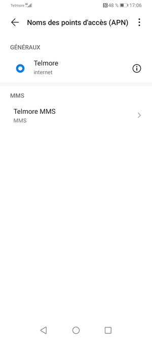 Sélectionnez le bouton du Menu