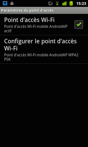 Cochez la case Point
d'accès Wi-Fi