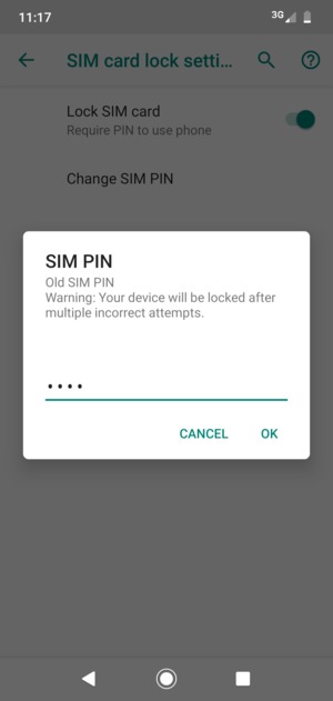 Enter your Old SIM PIN and select OK