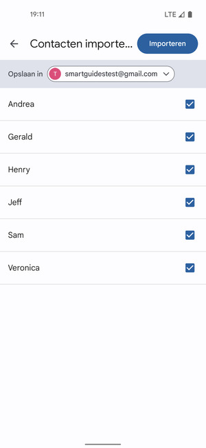 Selecteer de v knop