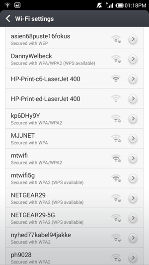 Select the wireless network you want to connect to