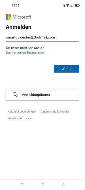 Geben Sie Ihre E-Mail-Adresse ein und wählen Sie Weiter