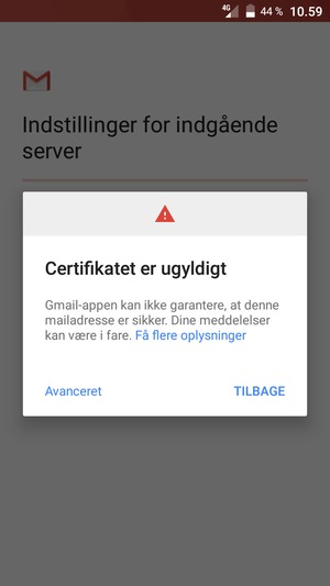 Vælg TILBAGE