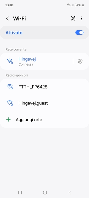 Ora sei connesso alla rete Wi-Fi