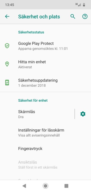 För att aktivera ditt skärmlås, gå till Säkerhet och plats-menyn och välj Skärmlås