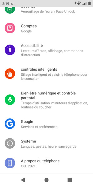 Faites défiler et sélectionnez Système