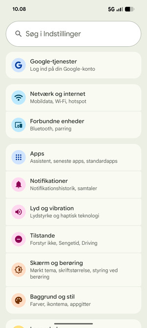 Vælg Netværk og internet