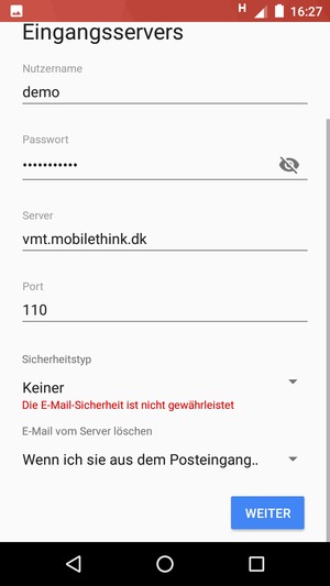 Scrollen Sie nach unten und wählen Sie WEITER