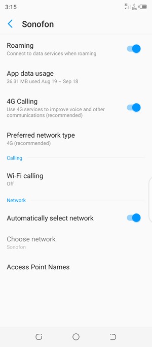 Turn Roaming on or off