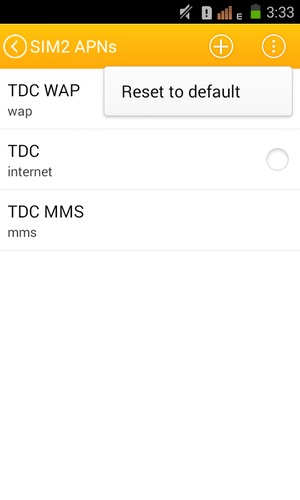 Select Reset to default