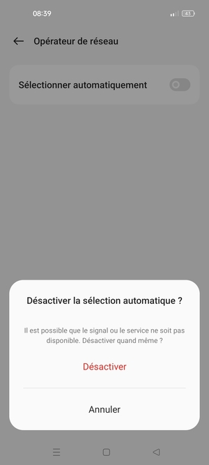 Sélectionnez Désactiver