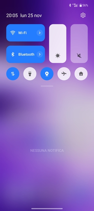 Scorri nuovamente verso il basso il menu in alto