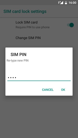 Confirm your new SIM PIN and select OK