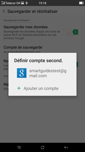 Sélectionnez votre compte de sauvegarde