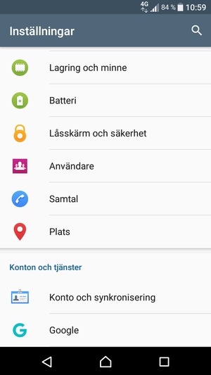Scrolla till och välj Låsskärm och säkerhet