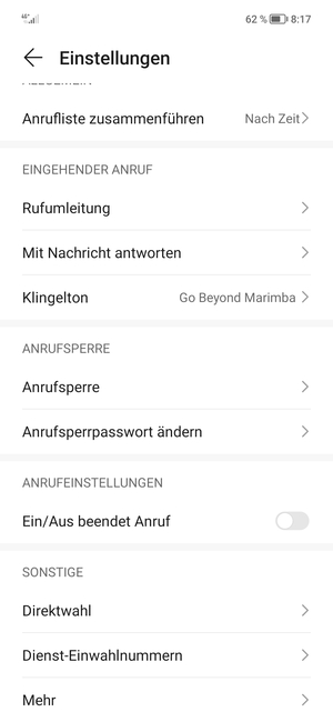 Scrollen Sie  und wählen Sie Mehr