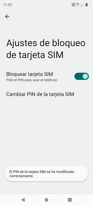 Su PIN de la tarjeta SIM ha sido cambiado