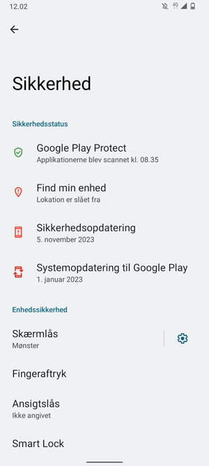 Din telefon er nu sikret med en skærmlås