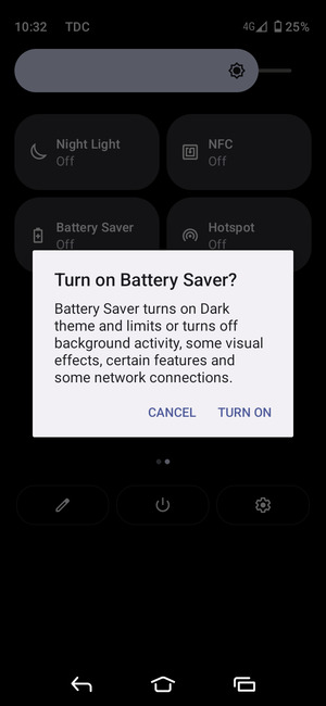 Select TURN ON