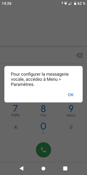 Si votre messagerie vocale n'est pas configurée, sélectionnez OK