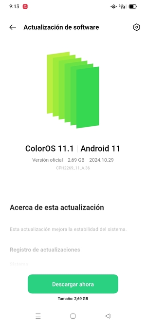 Si su teléfono está actualizado, verá la siguiente pantalla