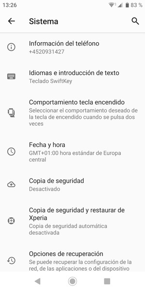 Seleccione Copia de seguridad