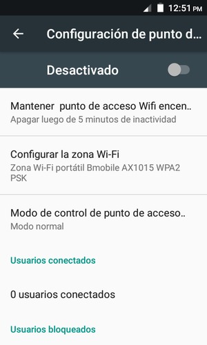Seleccione Configurar la zona Wi-Fi