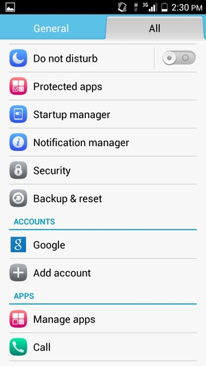 Scroll to and select Backup & reset