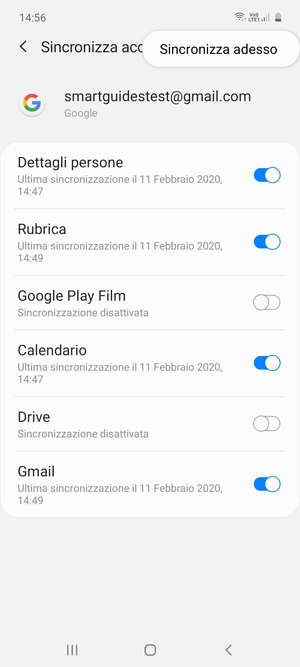 Seleziona Sincronizza adesso