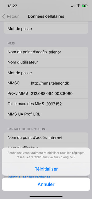 Sélectionnez Réinitialiser