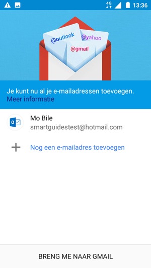 Selecteer BRENG ME NAAR GMAIL