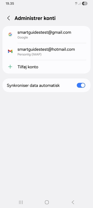 Vælg din Google konto