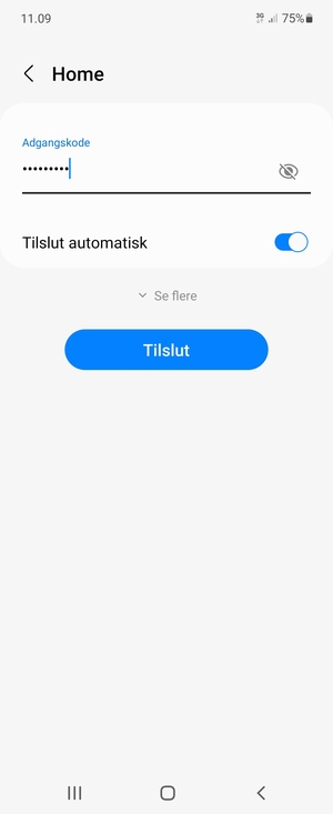 Indtast Wi-Fi adgangskoden og vælg Tilslut