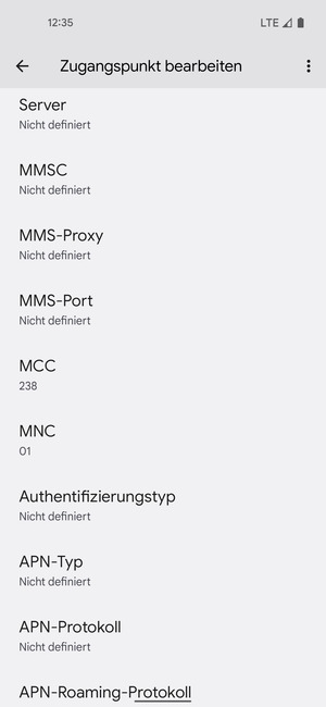 Scrollen Sie nach unten und geben Sie MMS-Informationen ein