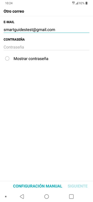 Introduzca su dirección de Gmail y seleccione Contraseña