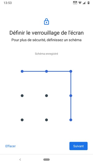 Dessinez un motif de déverrouillage et sélectionnez Suivant