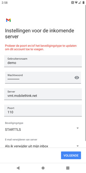 Selecteer Beveiligingstype