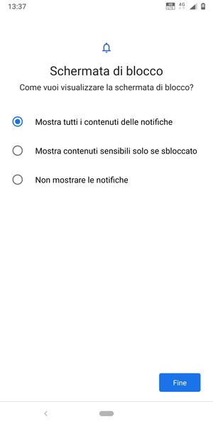 Seleziona la tua opzione preferita e poi Fine