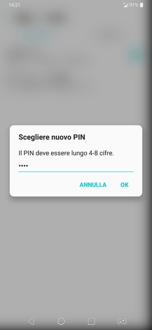 Inserisci Nuovo PIN della SIM e seleziona OK