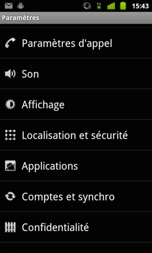Faites défiler et sélectionnez sécurité ou Localisation et sécurité