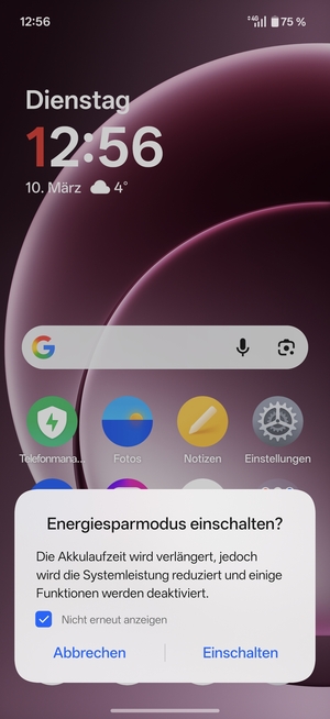 Wählen Sie Einschalten