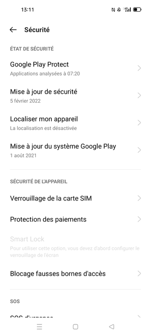 Sélectionnez Verrouillage de la carte SIM