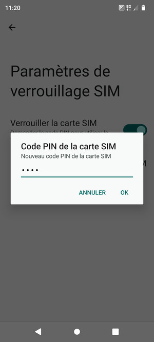 Saisissez votre Nouveau code PIN de la carte SIM et sélectionnez OK