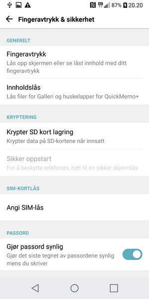 Velg Angi SIM-lås
